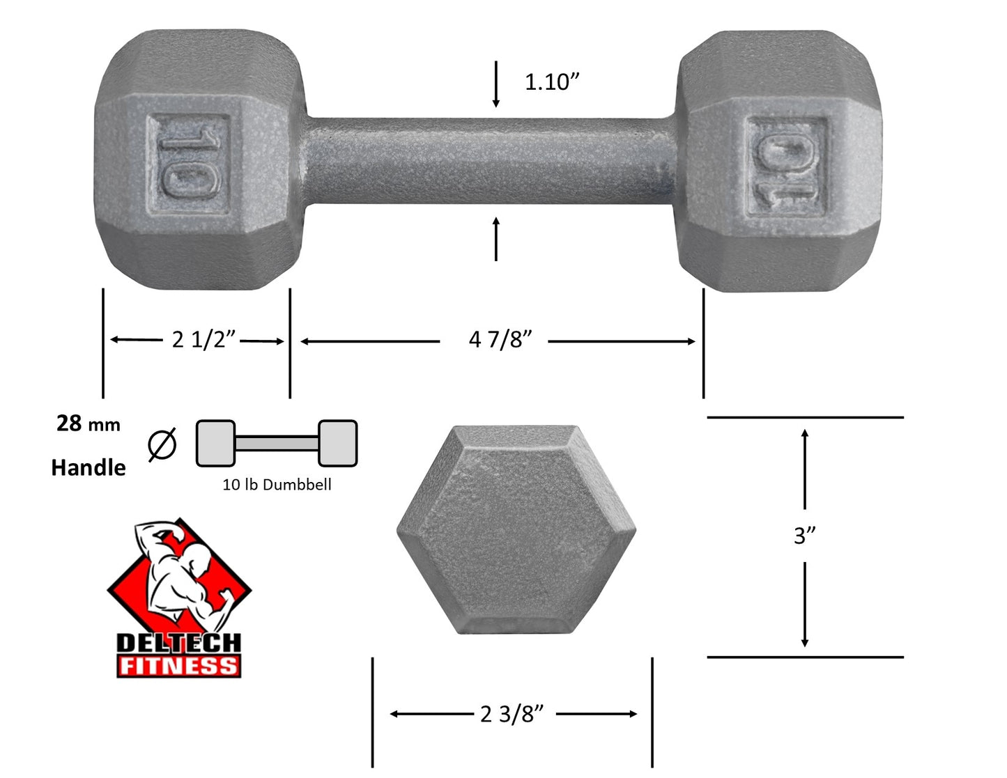 Deltech Fitness Fitness Fitness 10 lb Dumbbell Pair (DBP-010)