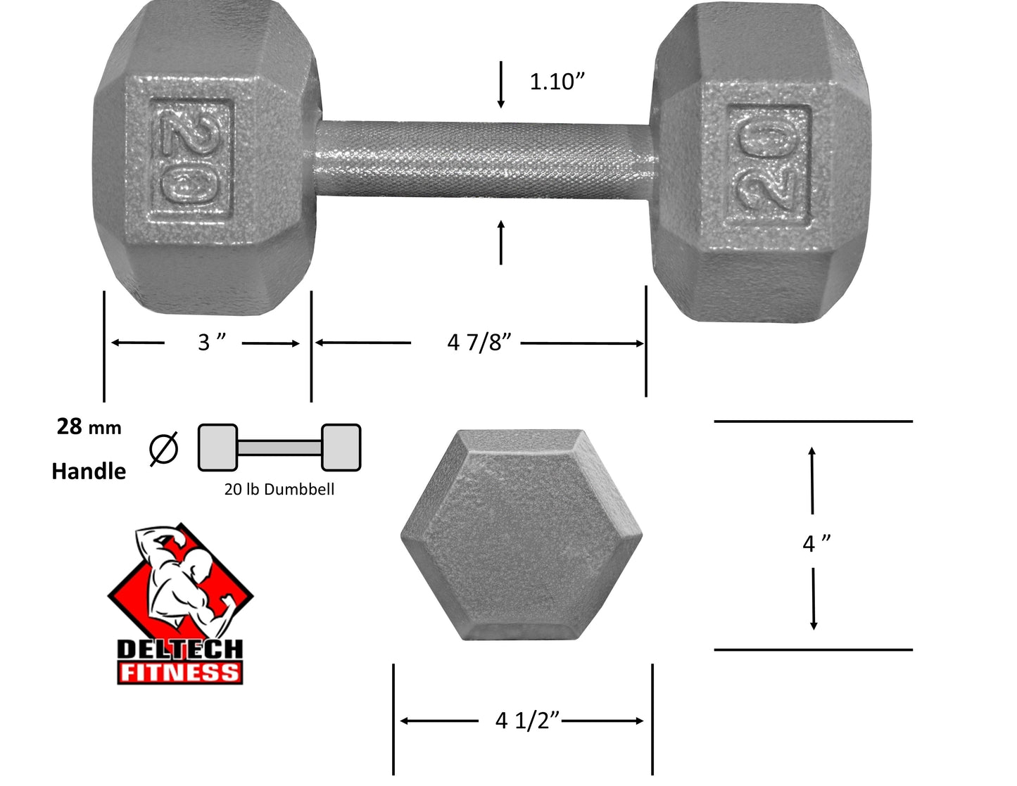 Deltech Fitness 20 lb Dumbbell Pair (DBP-020)