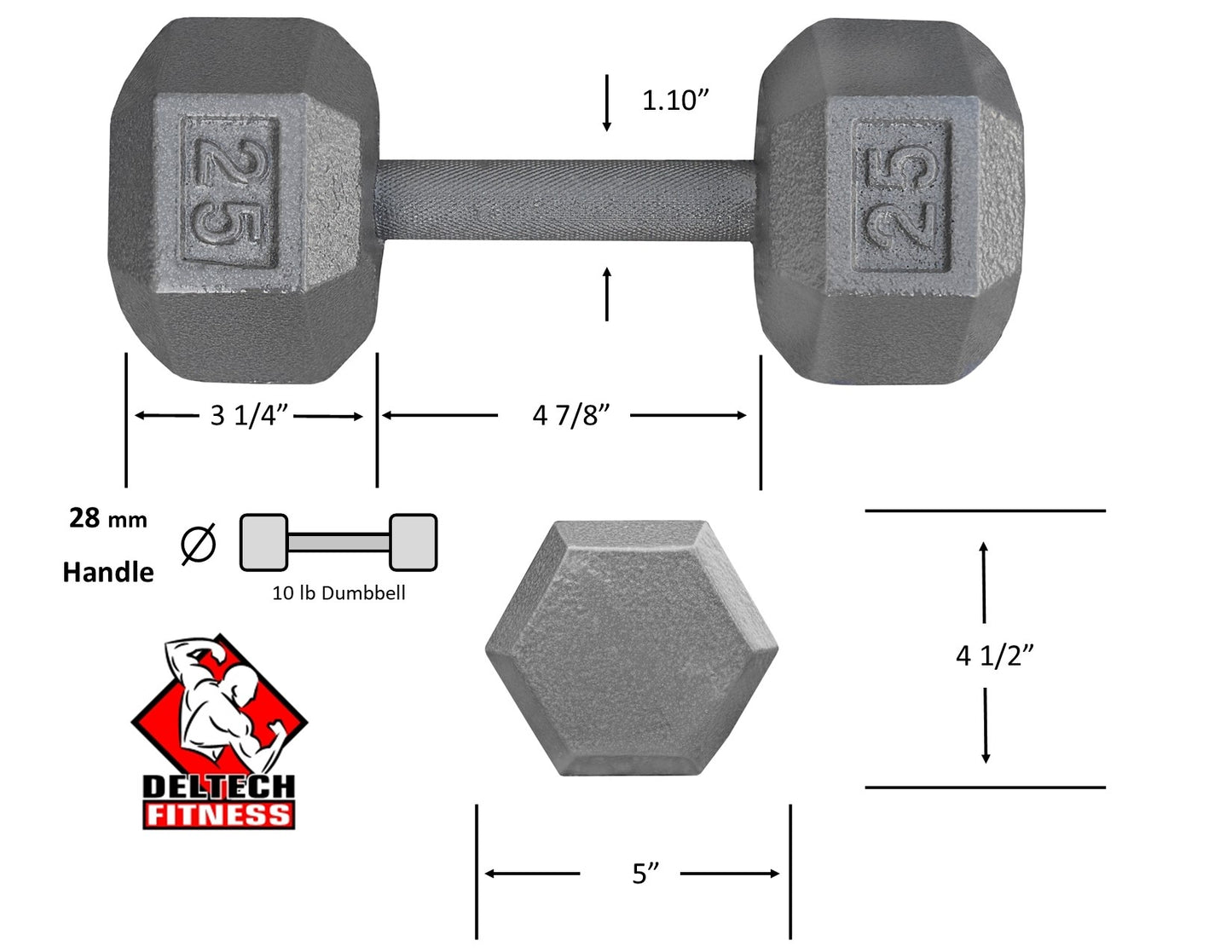 Deltech Fitness 25 lb Dumbbell Pair (DBP-025)