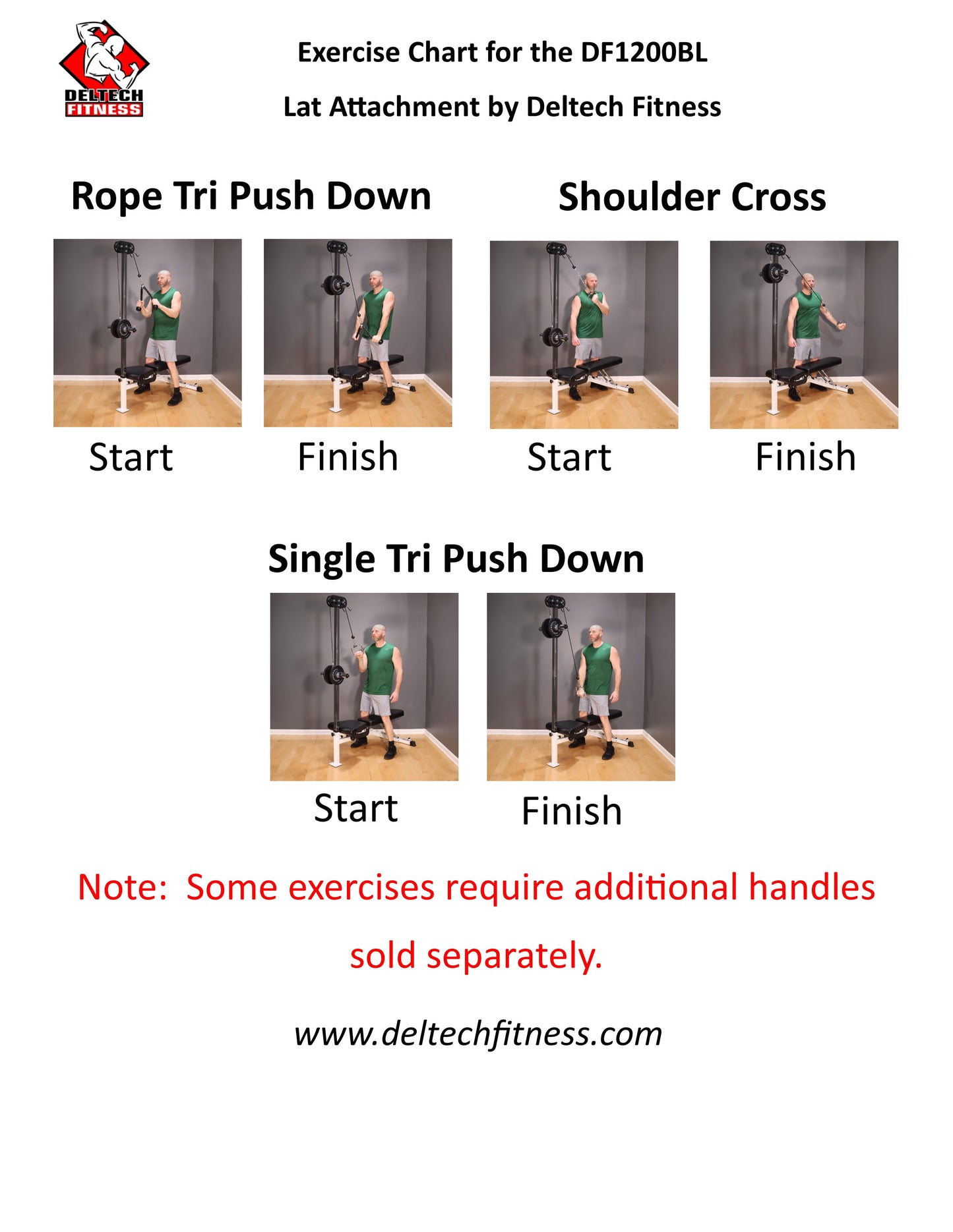 Deltech Fitness Lat Attachment (DF1200BL)