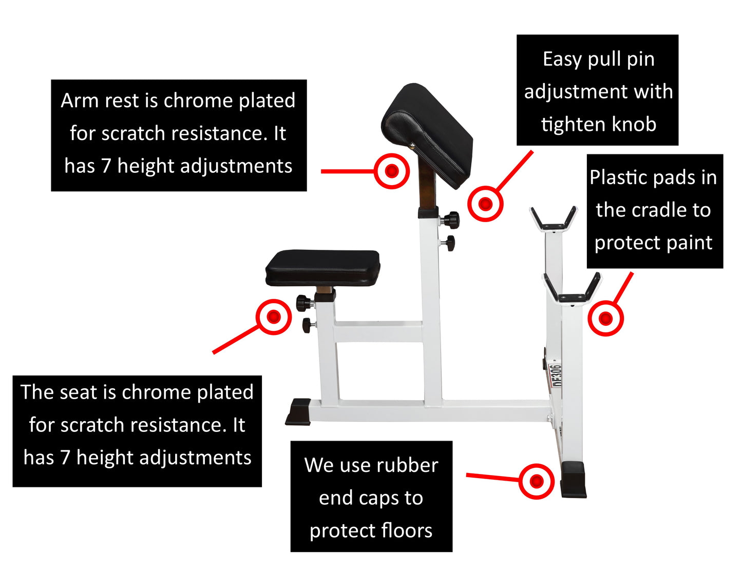 Deltech Fitness Preacher Curl Bench (DF306)