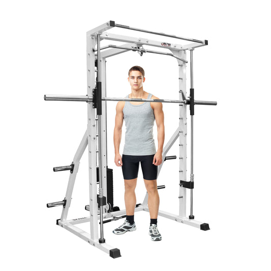 Deltech Fitness Linear Bearing Smith Machine with Weight Stack Loaded Lat Attachment (DF4900LS)