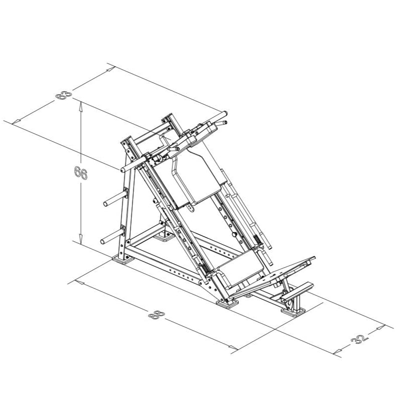 Deltech Fitness DF809- Linear Bearing Hack Squat/Leg Press (Hip Sled)
