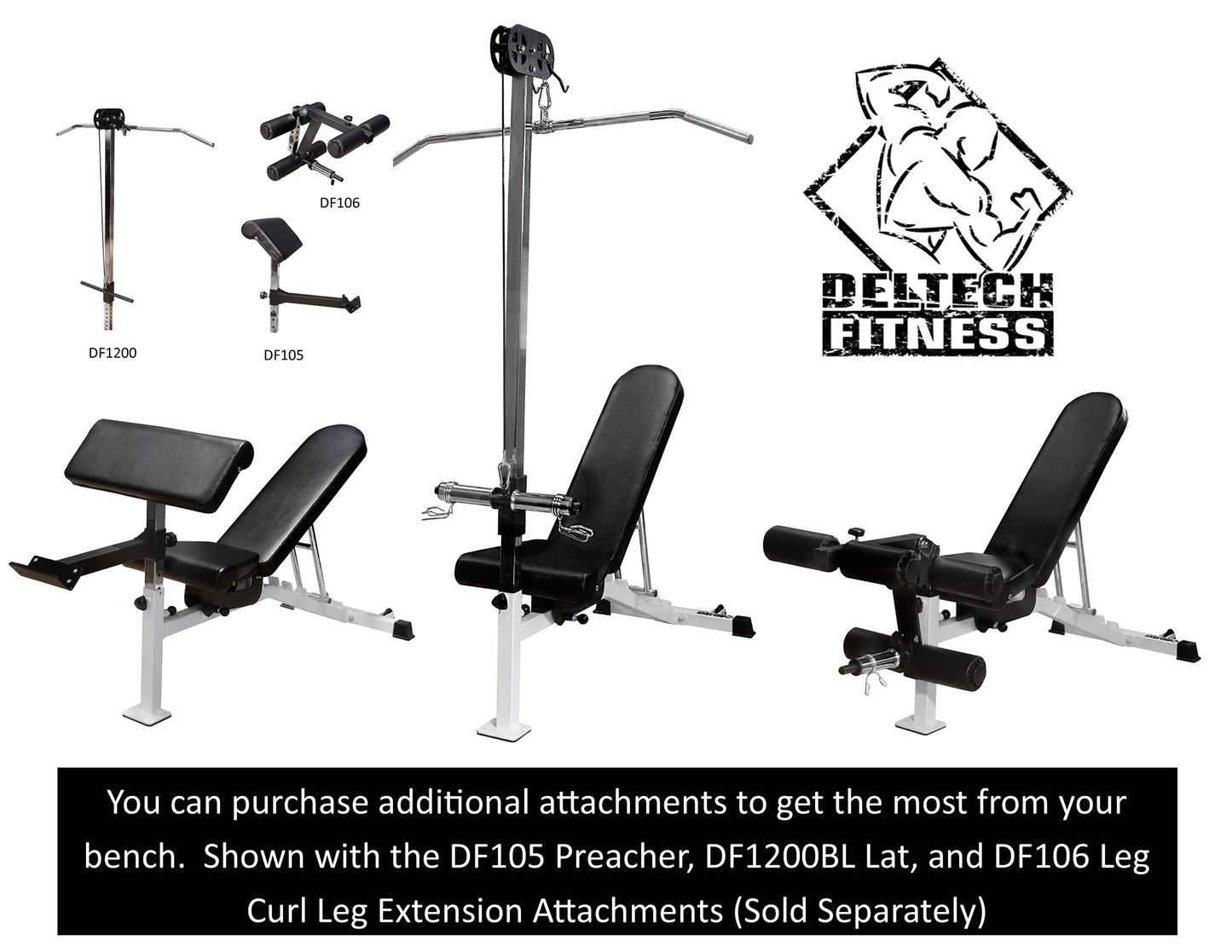 Deltech Fitness Flat/Incline/Decline Bench (DF9600)