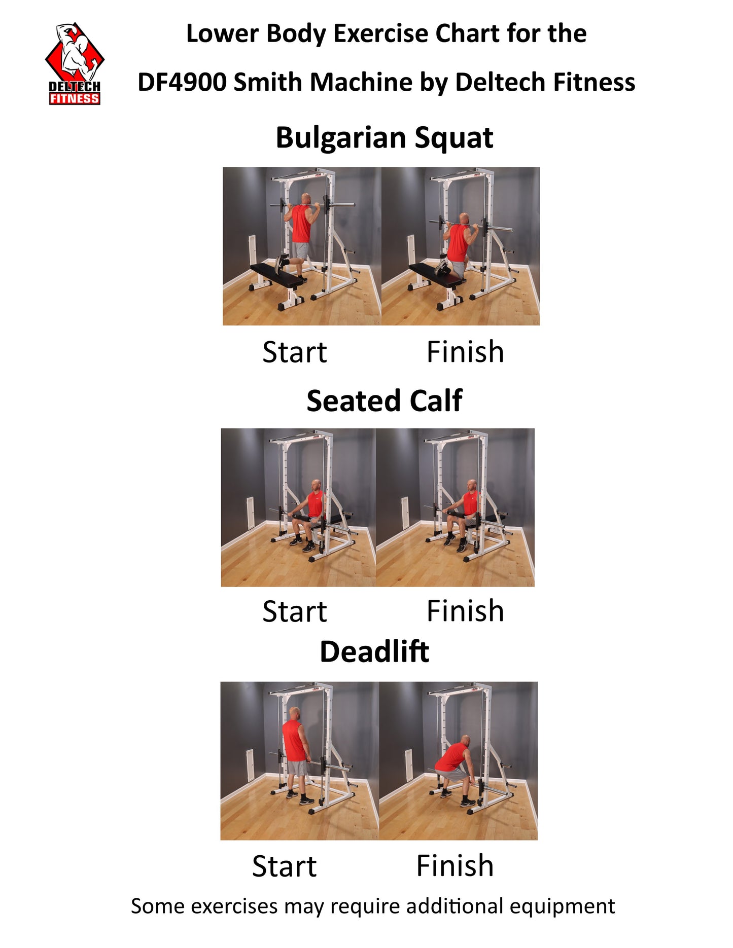 Deltech Fitness Linear Bearing Smith Machine with Weight Stack Loaded Lat Attachment (DF4900LS)