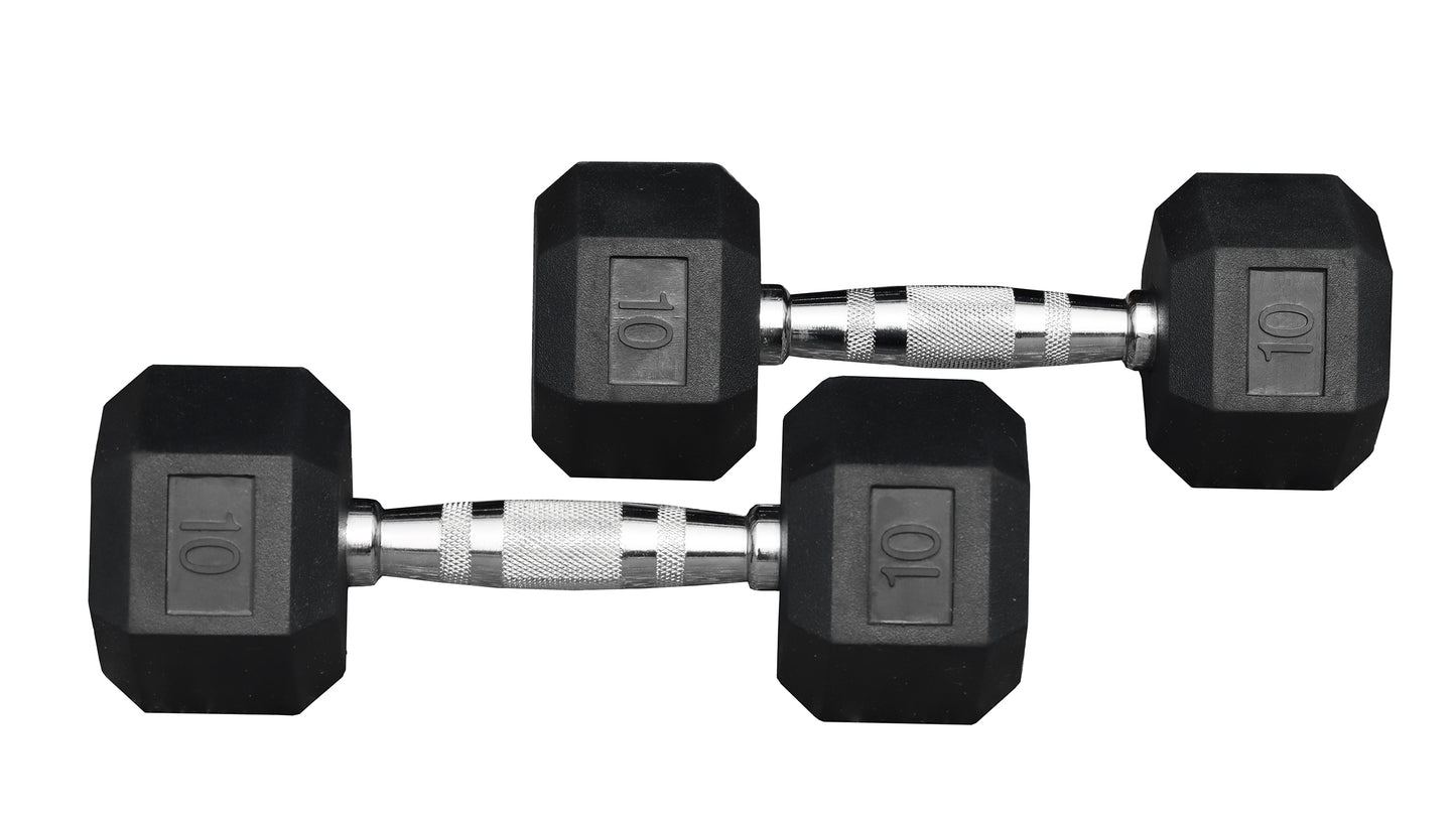 Deltech Fitness 10 lb Rubber Dumbbell Pair (RDB-010)