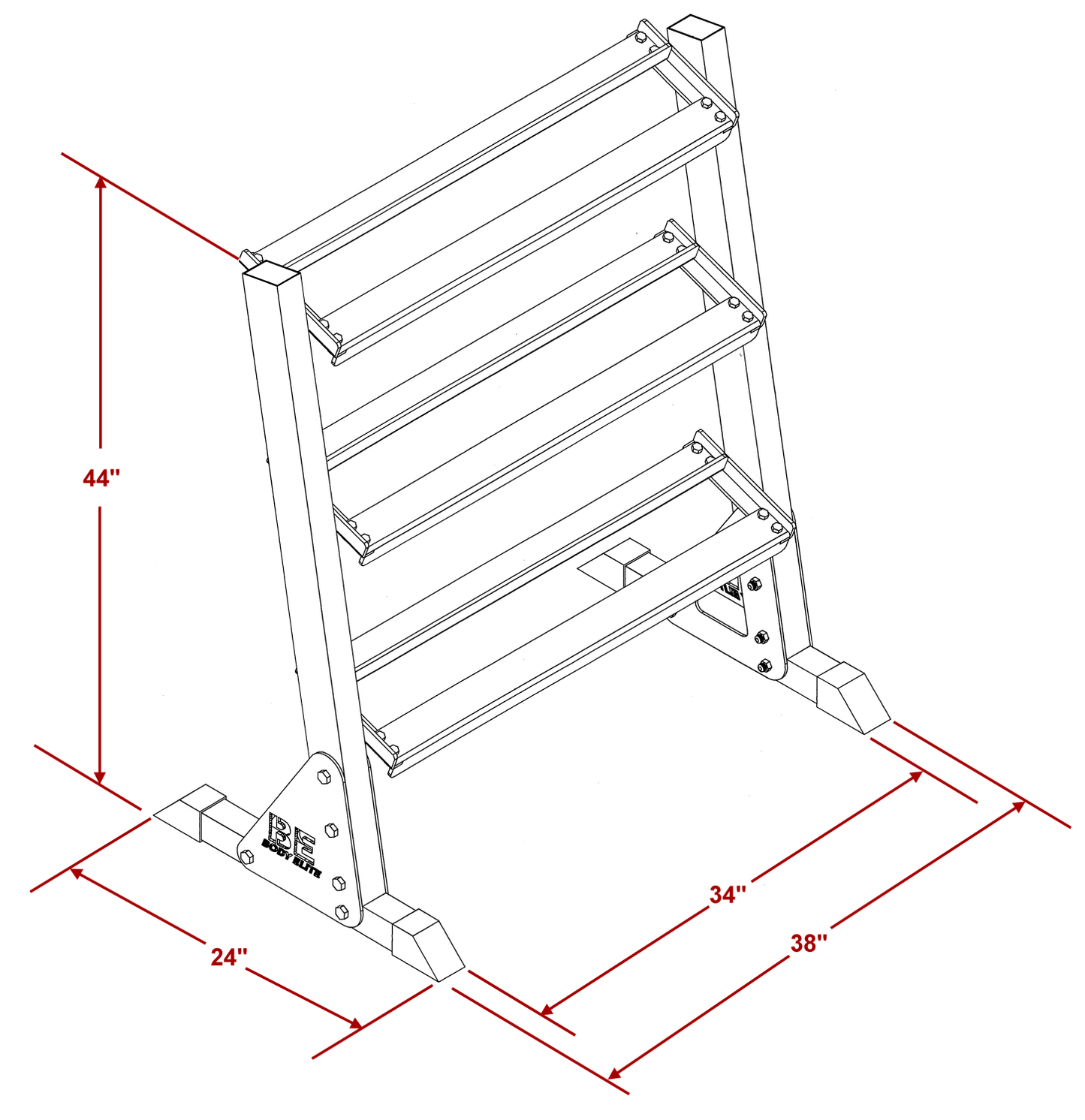 Body Elite 38" Three Tier Dumbbell Rack (BE7000)