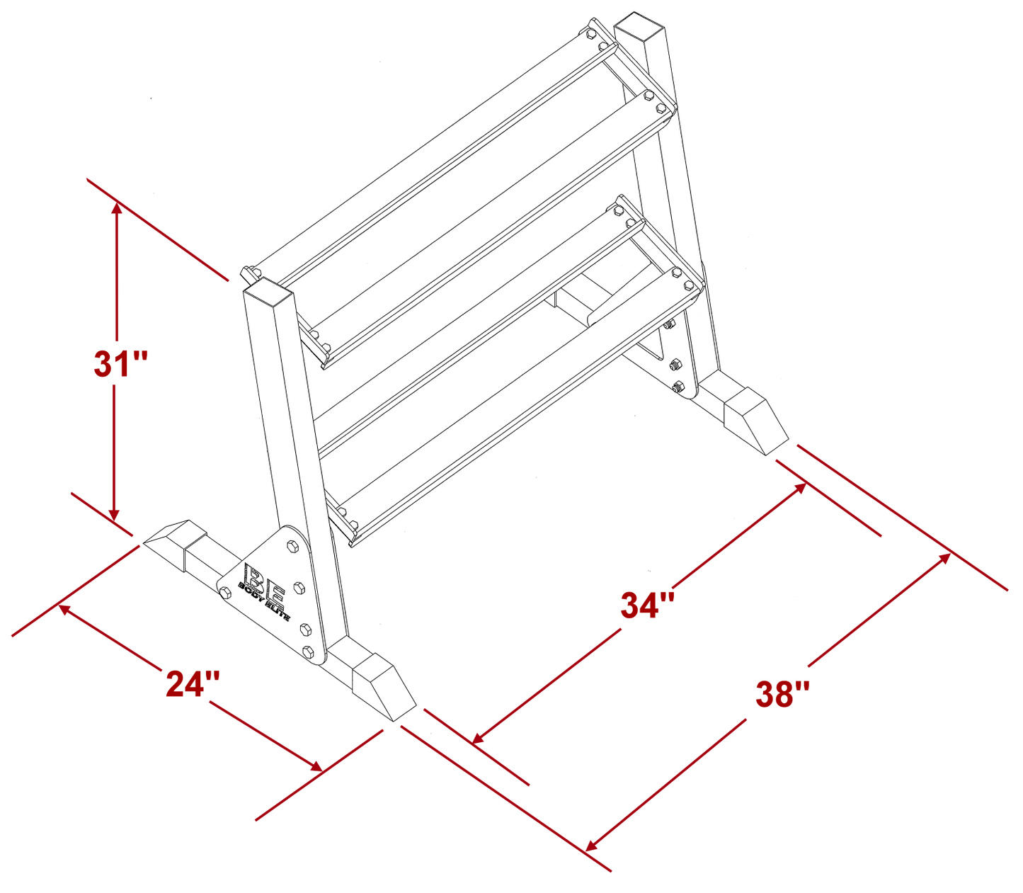Body Elite 38" Two Tier Dumbbell Rack (BE7100)