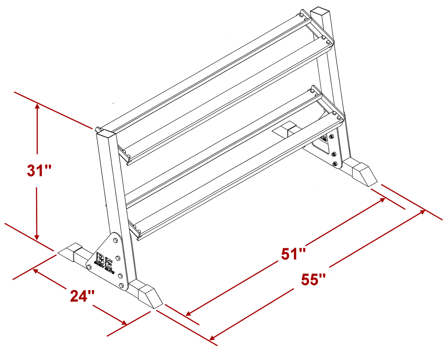 Body Elite 55" Two Tier Dumbbell Rack (BE7110)