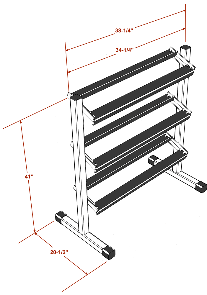 38" Three-Tier Dumbbell Rack (DF515)