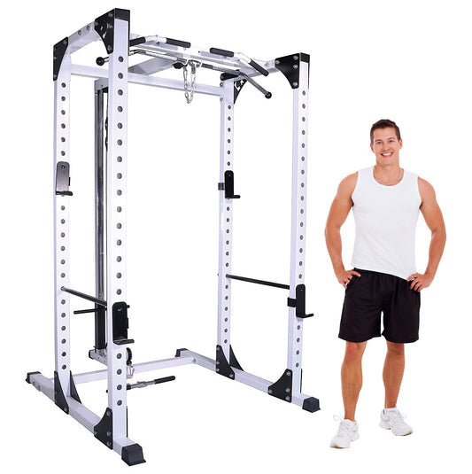 Deltech Fitness Squat Rack with Lat Attachment (DF825L)