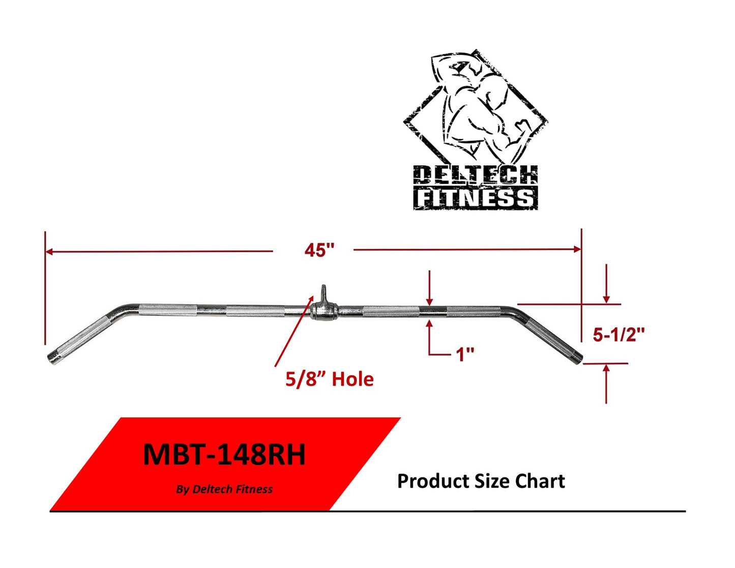 Deltech Fitness MBT-148RH Heavy Duty Solid Steel Revolving Lat Bar