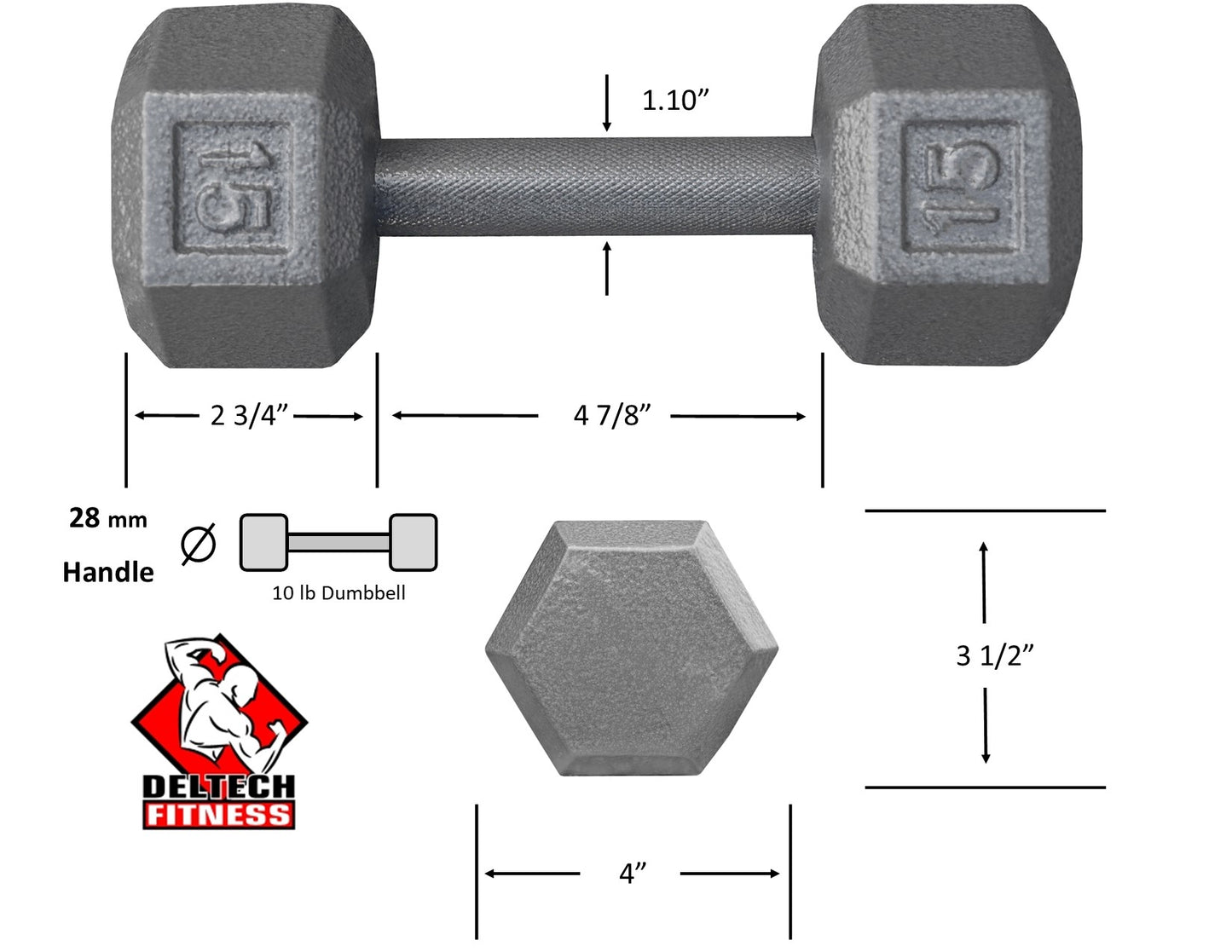 Deltech Fitness 15 lb Dumbbell Pair (DBP-015)