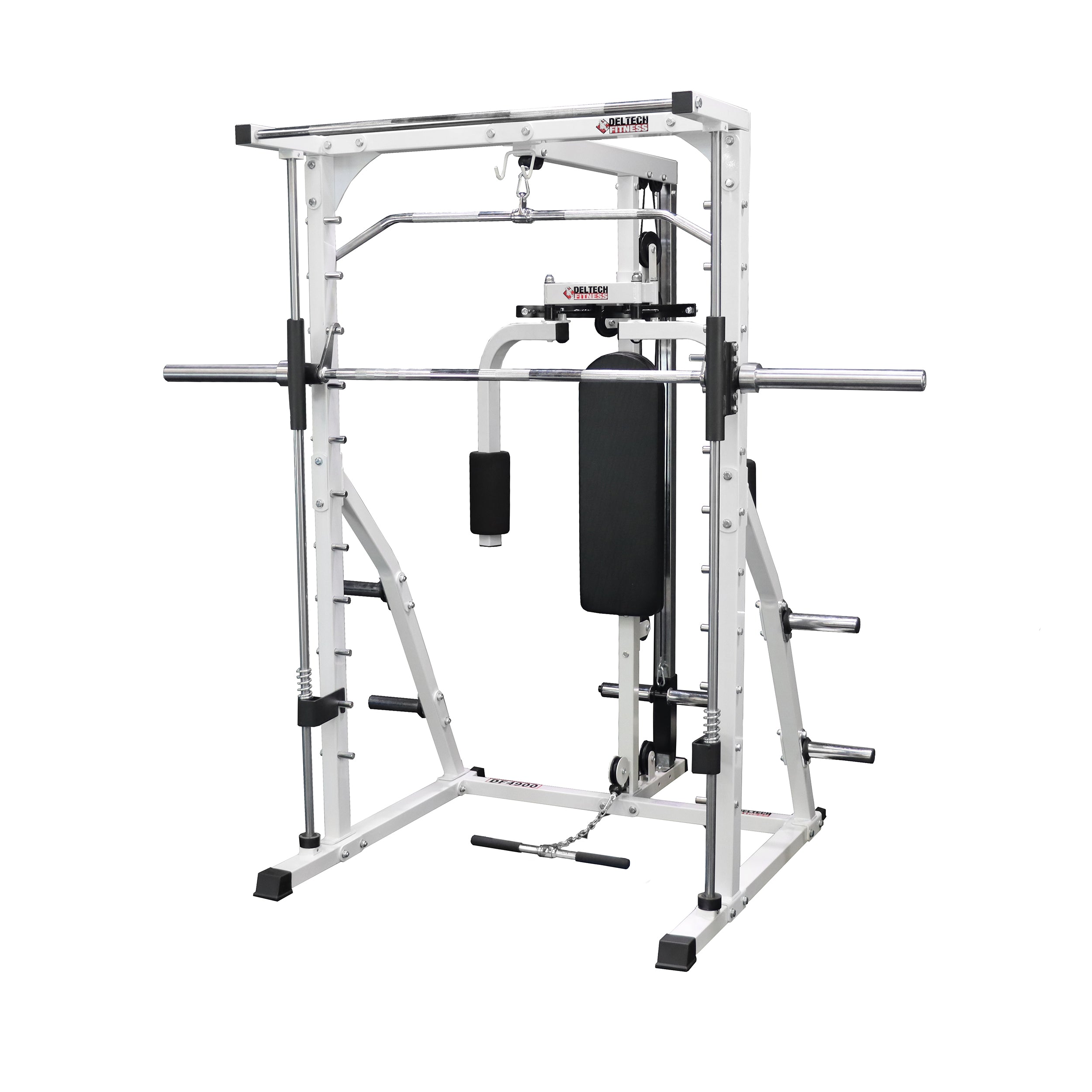 Linear Bearing Smith Machine with Weight Stack Loaded Lat Attachment DF4900LS Deltech Fitness