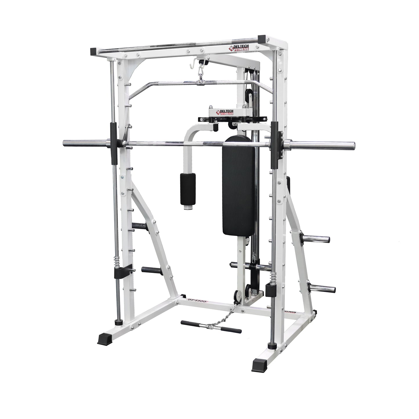 Deltech Fitness Linear Bearing Smith Machine with Lat Attachment and Pec (DF4900LP)