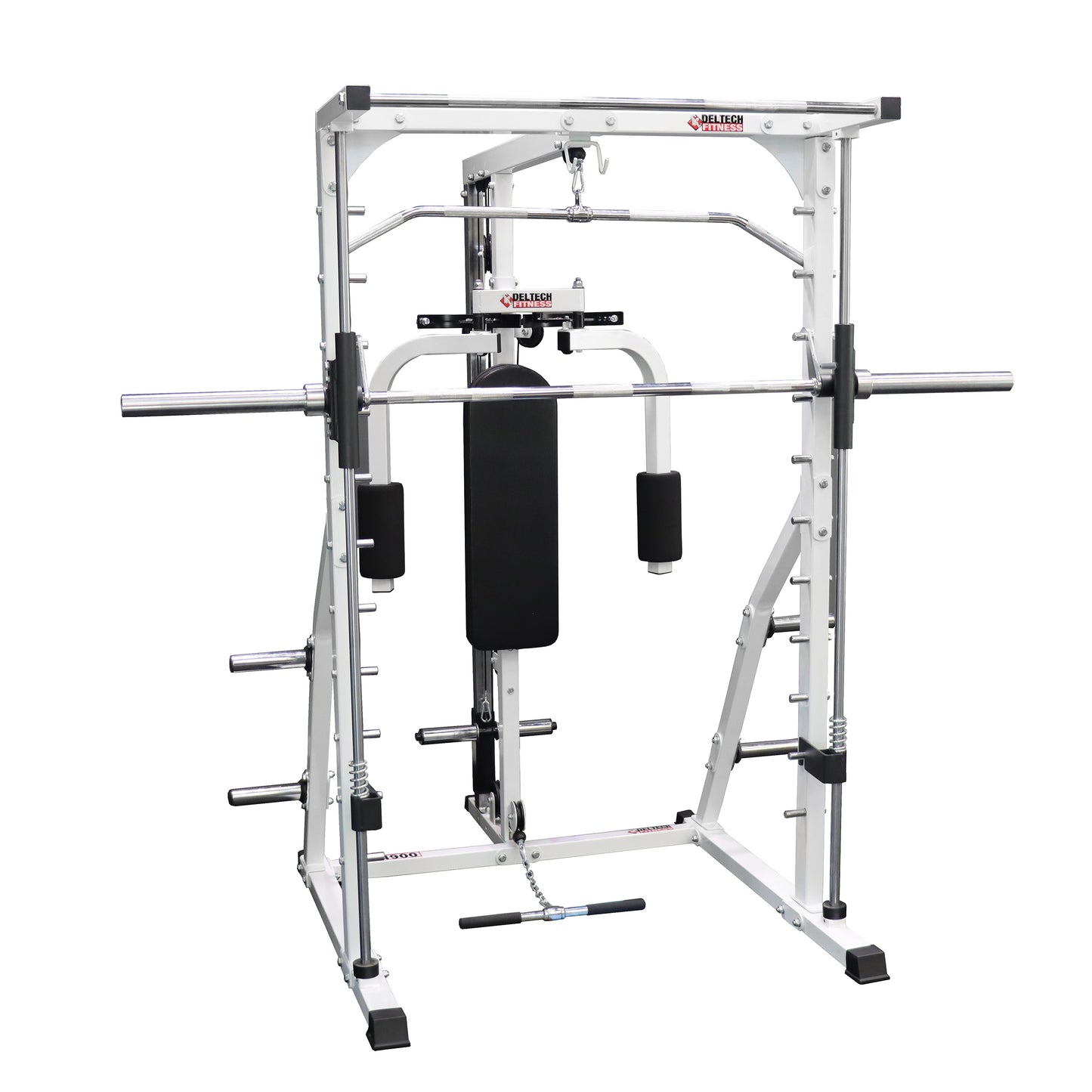 Deltech Fitness Linear Bearing Smith Machine with Lat Attachment and Pec (DF4900LP)