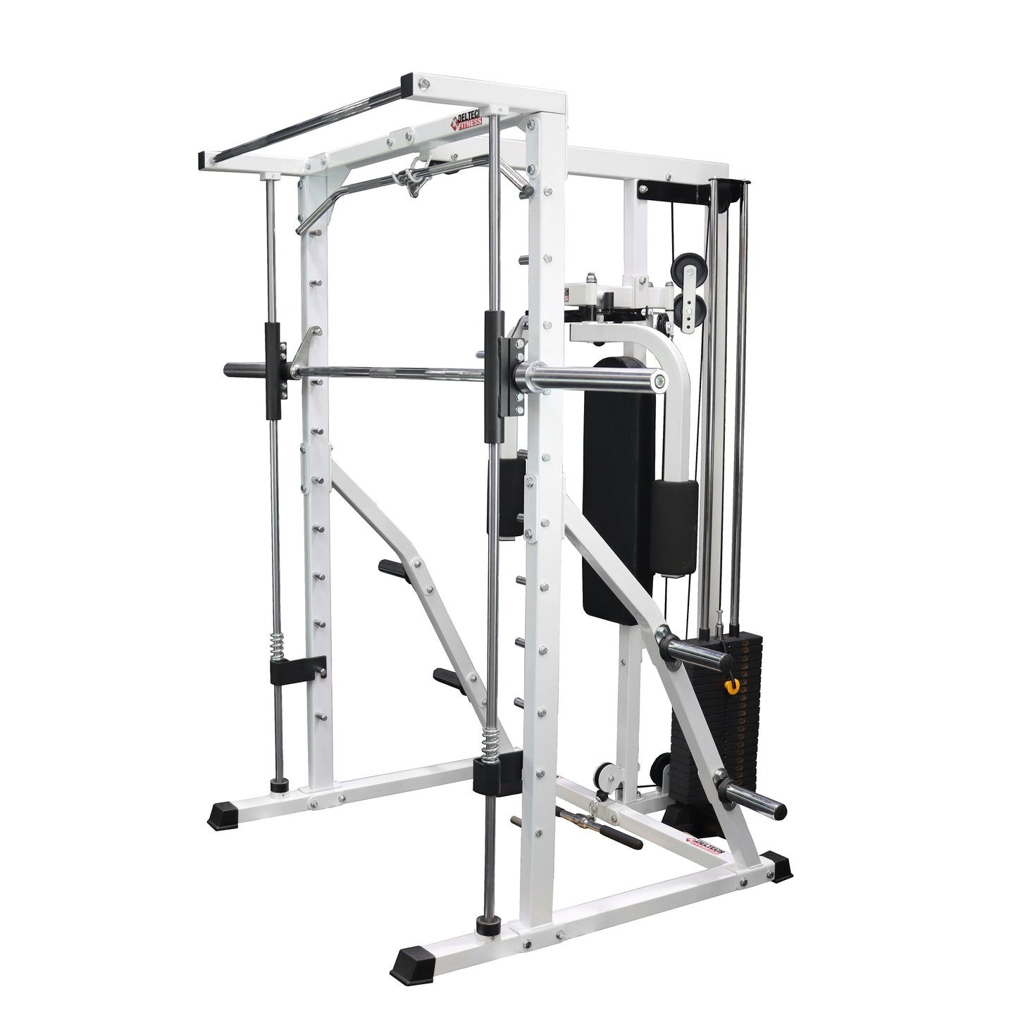 Deltech Fitness Linear Bearing Smith Machine with Weight Stack Loaded Lat Attachment and Pec (DF4900LSP)