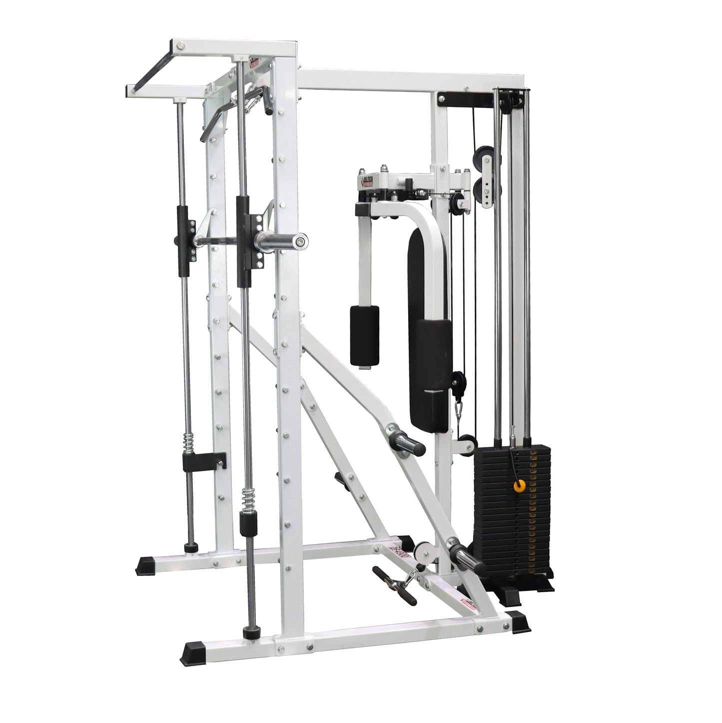 Deltech Fitness Linear Bearing Smith Machine with Weight Stack Loaded Lat Attachment and Pec (DF4900LSP)