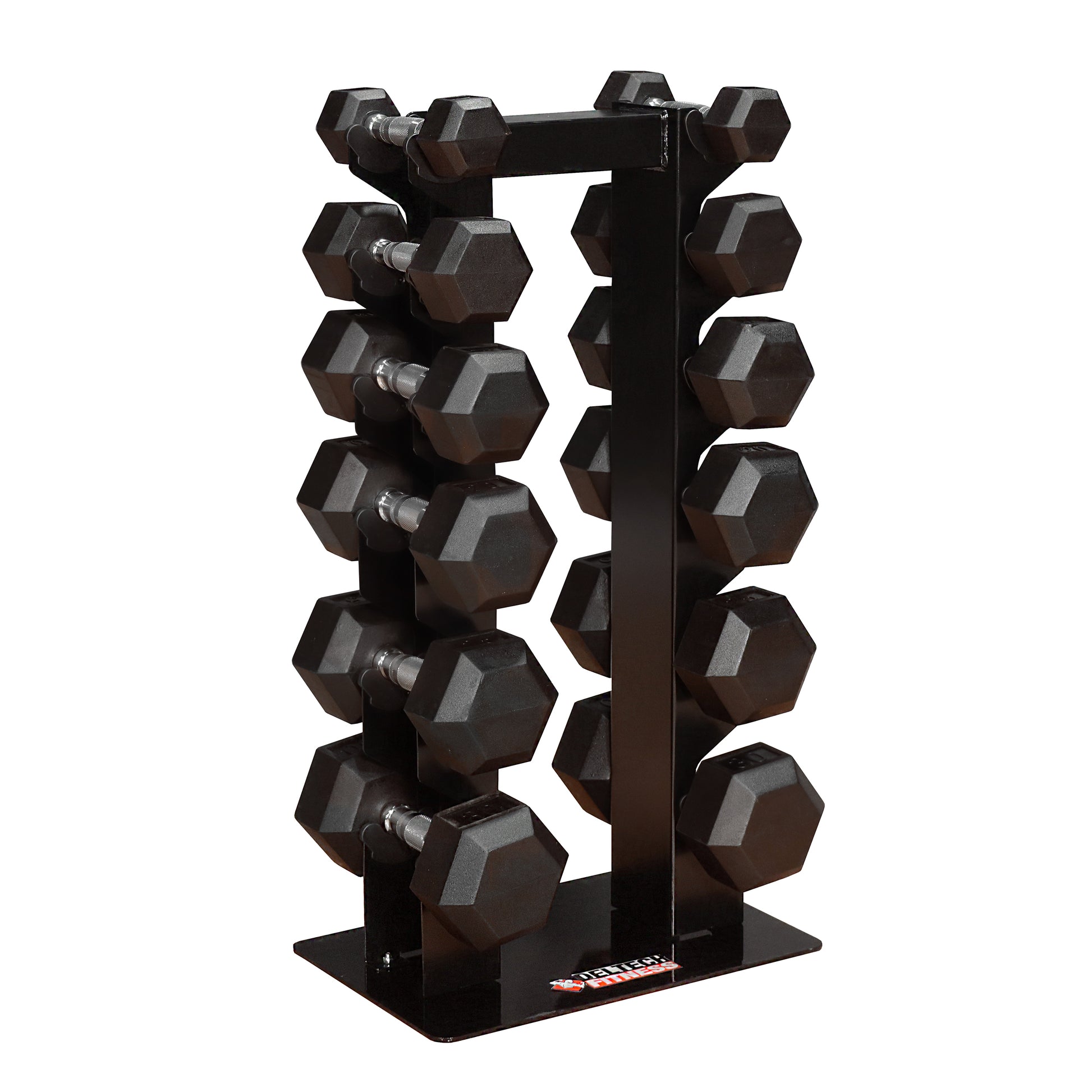 Vertical Dumbbell Rack with rubber dumbbells