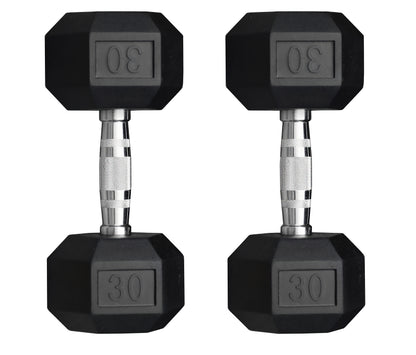 Deltech Fitness 30 lb Rubber Dumbbell Pair (RDB-030)