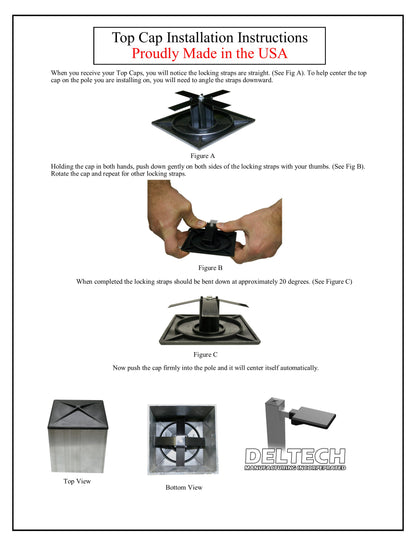 6" Standard Square Pole Cap with 1.25" Radius Corner by Deltech Manufacturing