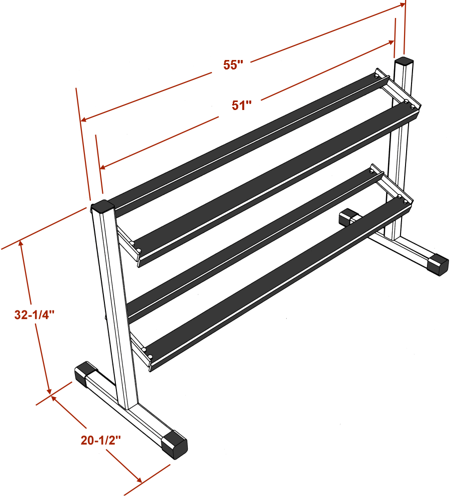 Deltech Fitness 55" Two-Tier Dumbbell Rack (DF513)