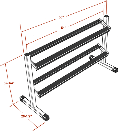 Deltech Fitness 55" Two-Tier Dumbbell Rack (DF513)