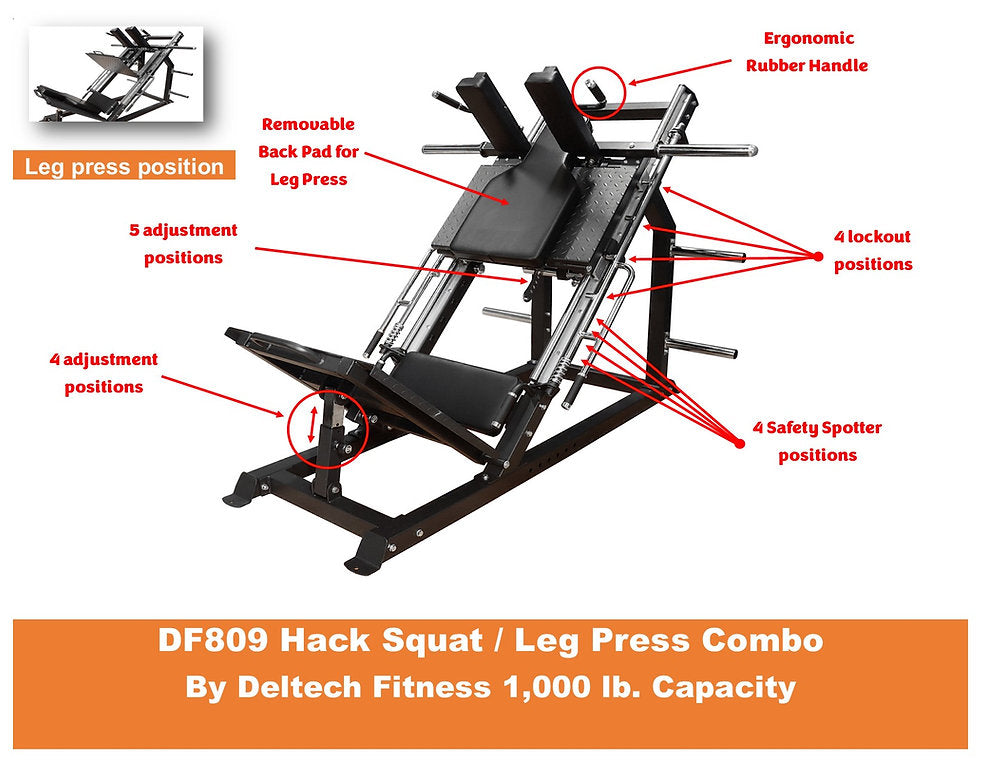 Deltech Fitness DF809- Linear Bearing Hack Squat/Leg Press (Hip Sled)