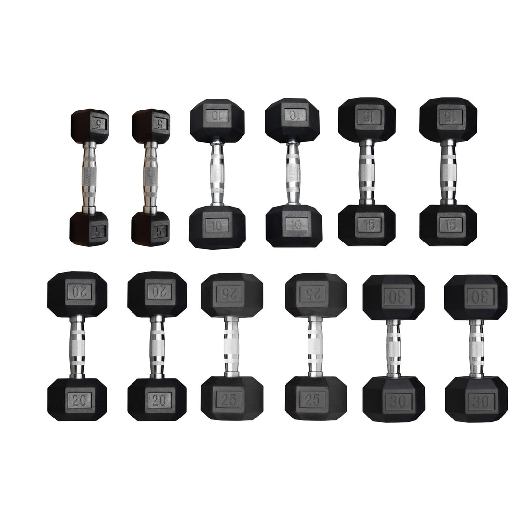 Deltech Fitness 5-30 lb Rubber Dumbbell Set RDB5-30