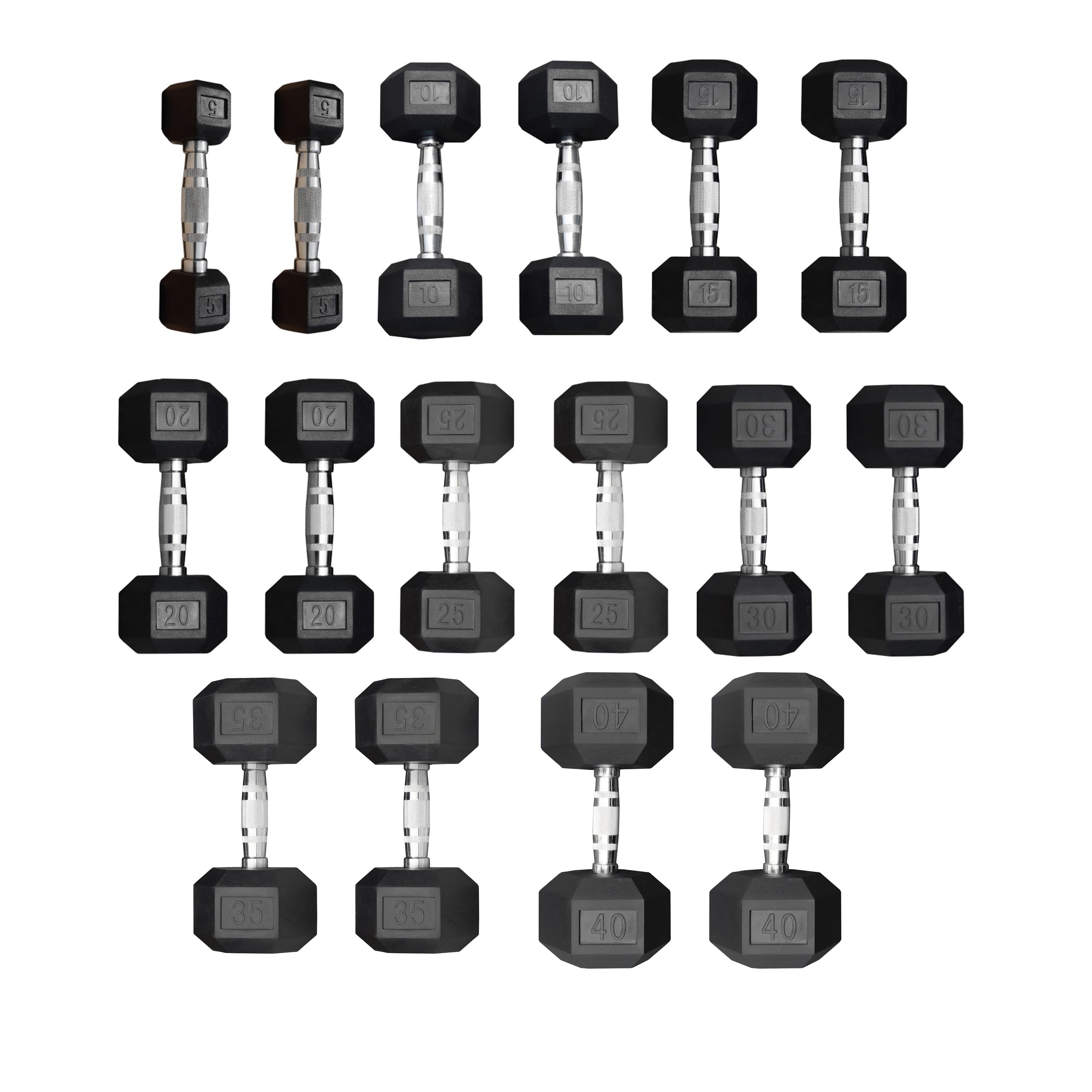 2024 40lb set Rubber Dumbbells